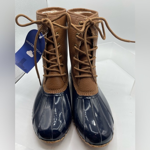 JBU Women's Maplewood Water-Resistant Mid Calf Lace-up Duck Boots, Navy Size 6.5 - Picture 4 of 9